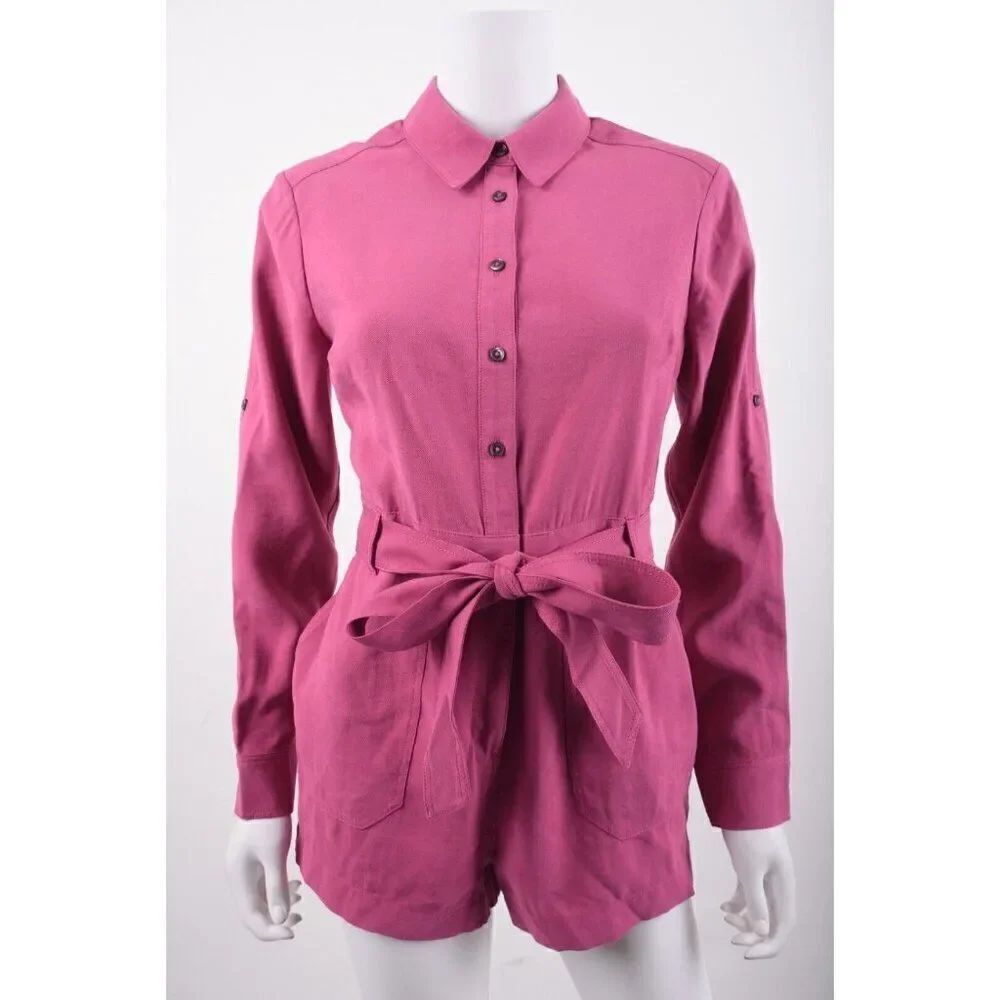 Boden Womans One piece Cosima Romper UK 8P US 4P Deep Pink Belted NWT